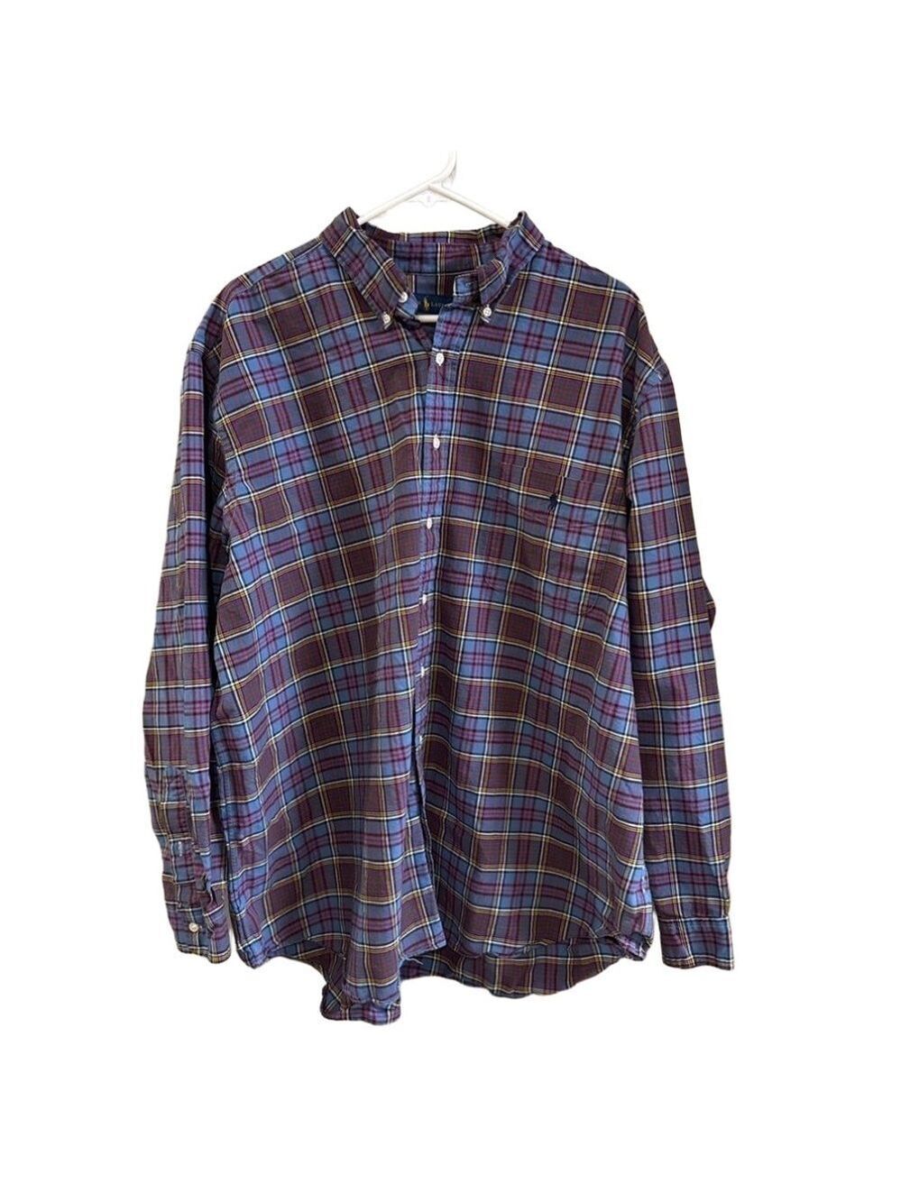Men's Ralph Lauren Plaid Long Sleeve Oxford Work Shirt. Big & Tall. Size 2XB